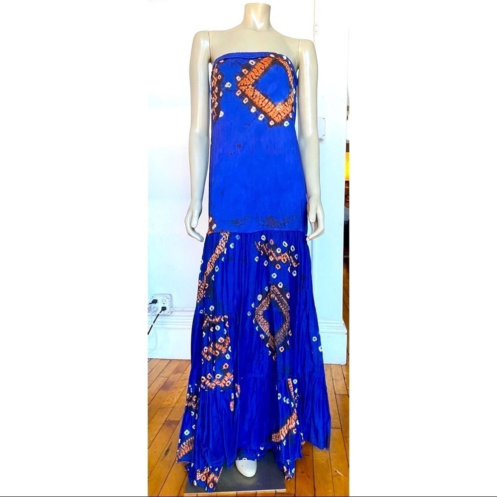 Patrizia Pepe Blue and Orange Maxi Dress
